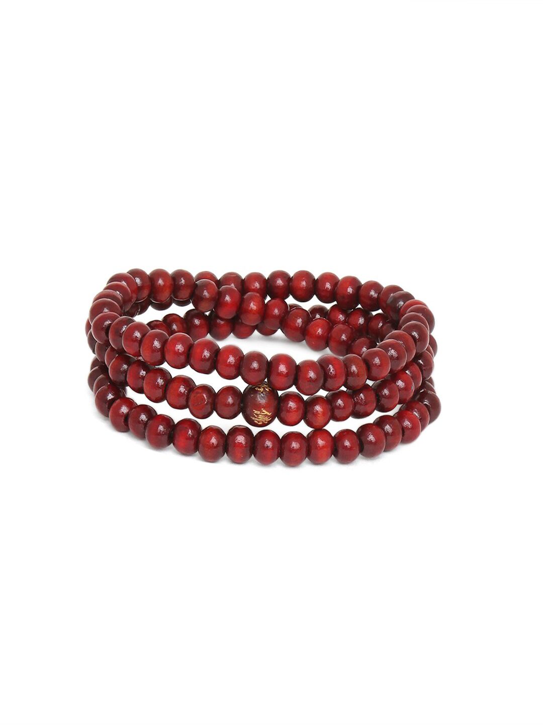 OOMPH Women Maroon Wood Multistrand Bracelet