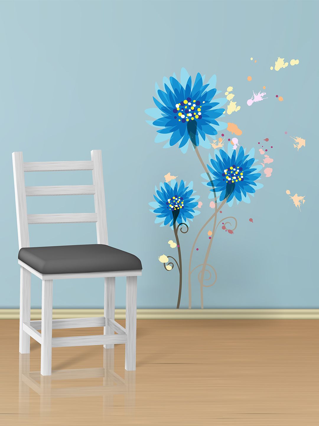 RANGOLI Blue Floral Wall Sticker