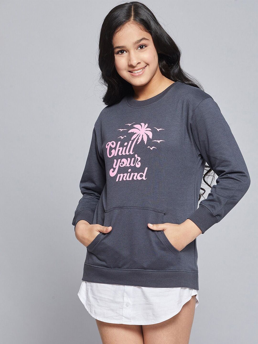 Noh Voh - SASSAFRAS Kids Girls Navy Blue & White Typography Print Jumper Dress