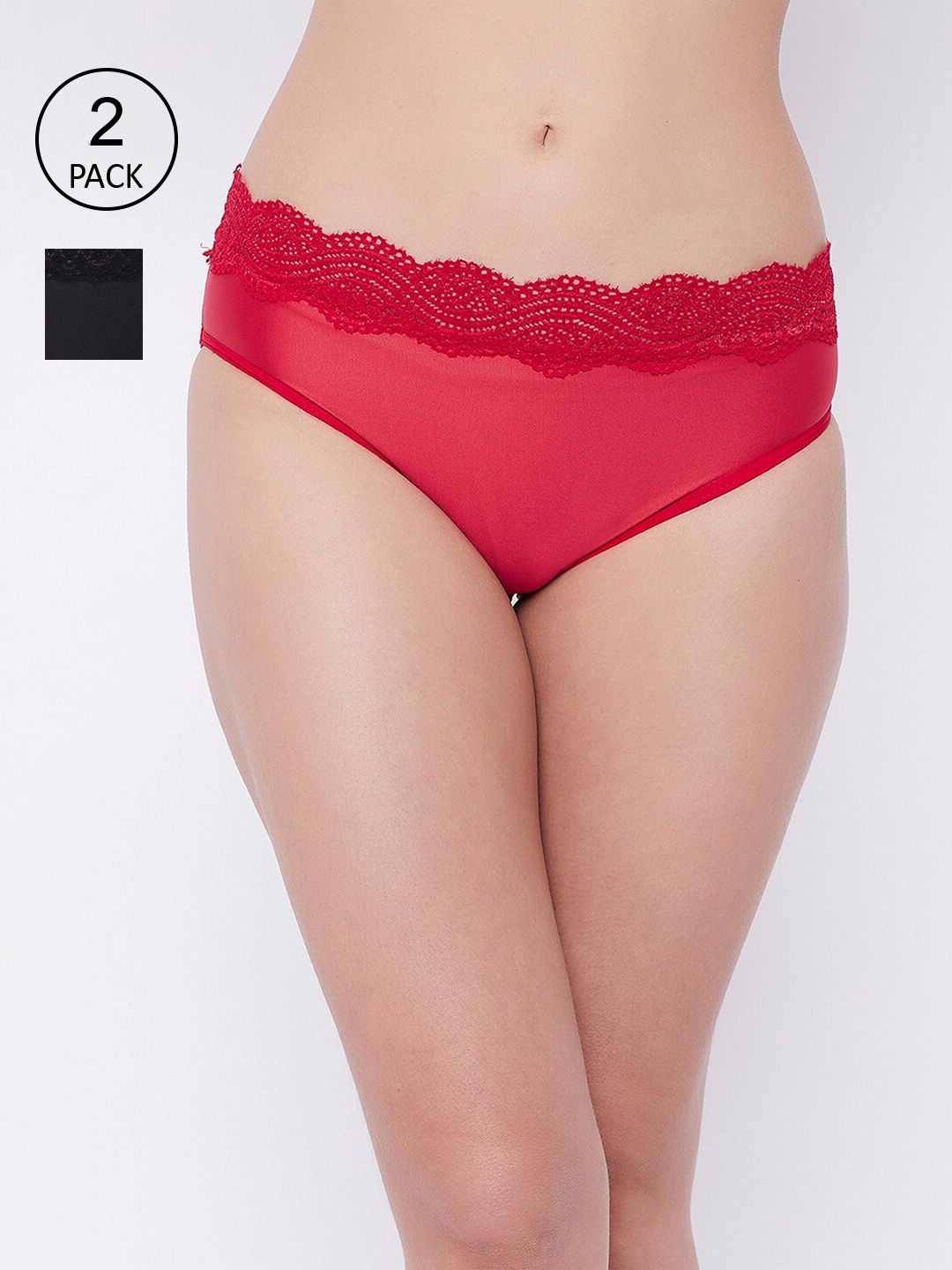 SECRETS BY ZEROKAATA Pack of 2 Assorted Lace Hipster Briefs Panty For Women