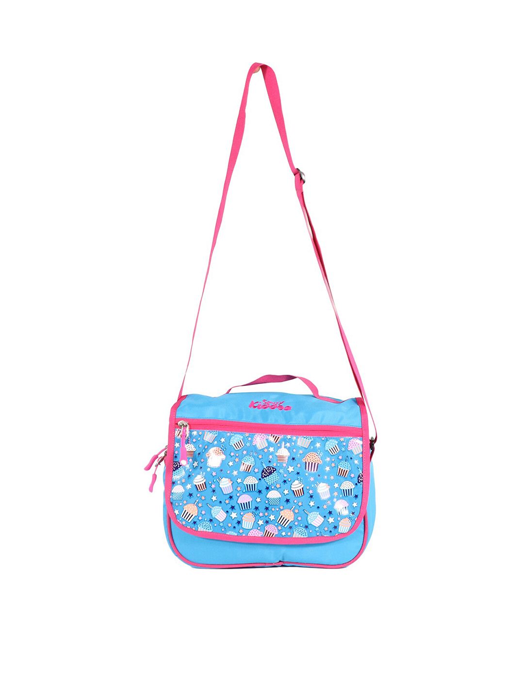 Smily Kiddos Unisex Kids Blue & Pink Cupcake Printed Messenger Bag