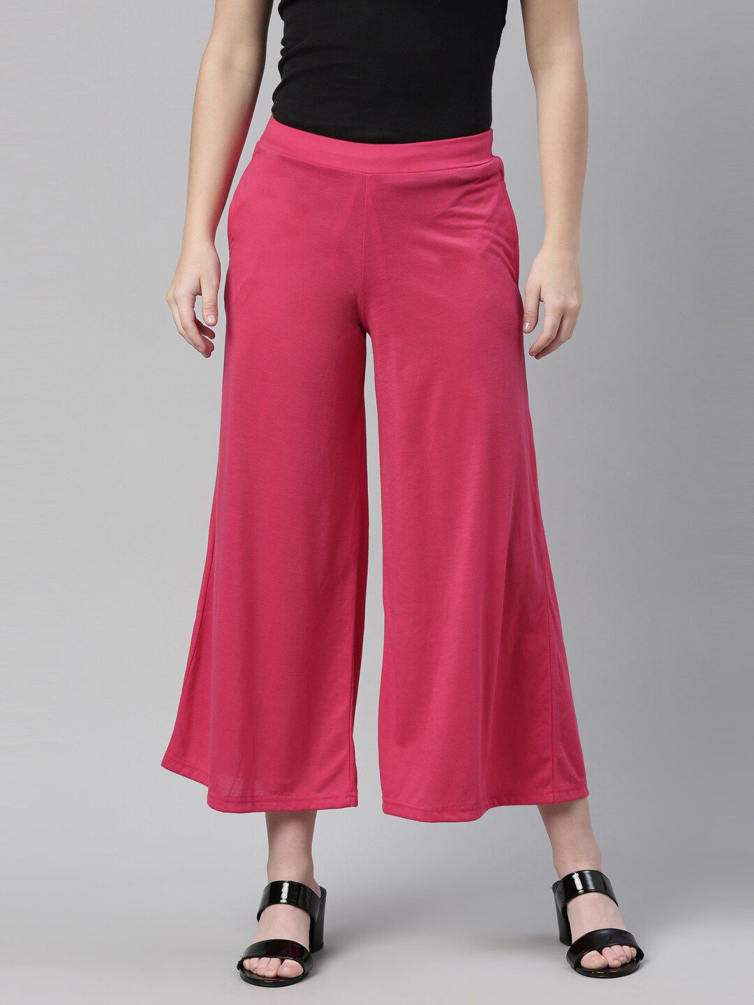 Souchii Women Pink Knitted Ethnic Palazzos