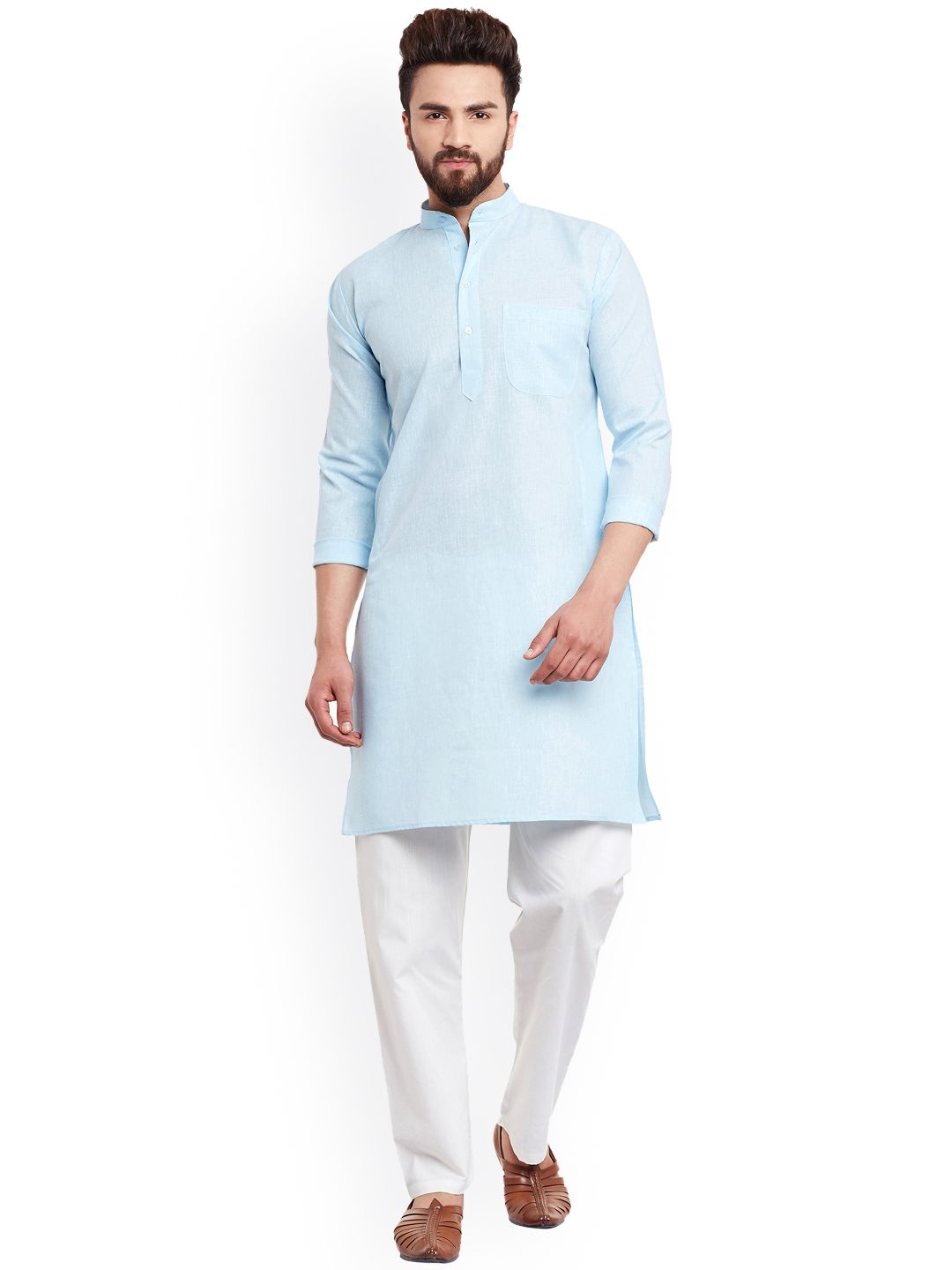Buy SOJANYA Blue & White Kurta Pyjama - Kurta Sets for Men 1676143