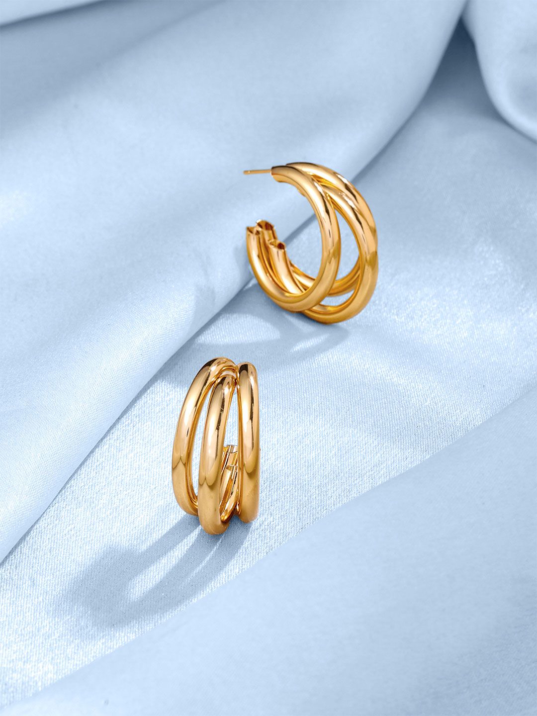 Chimes Geometric Design Gold-Plated Crystals Studs