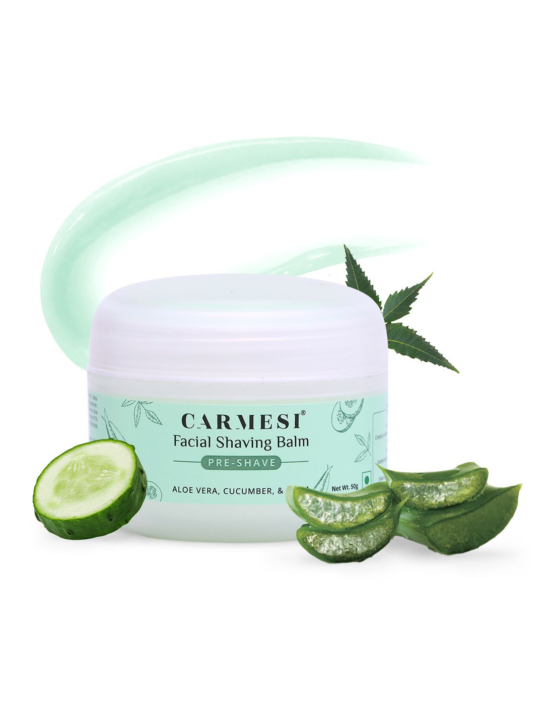 CARMESI Pre Shave Face Shaving Balm with Aloe Vera & Cucumber - 50g
