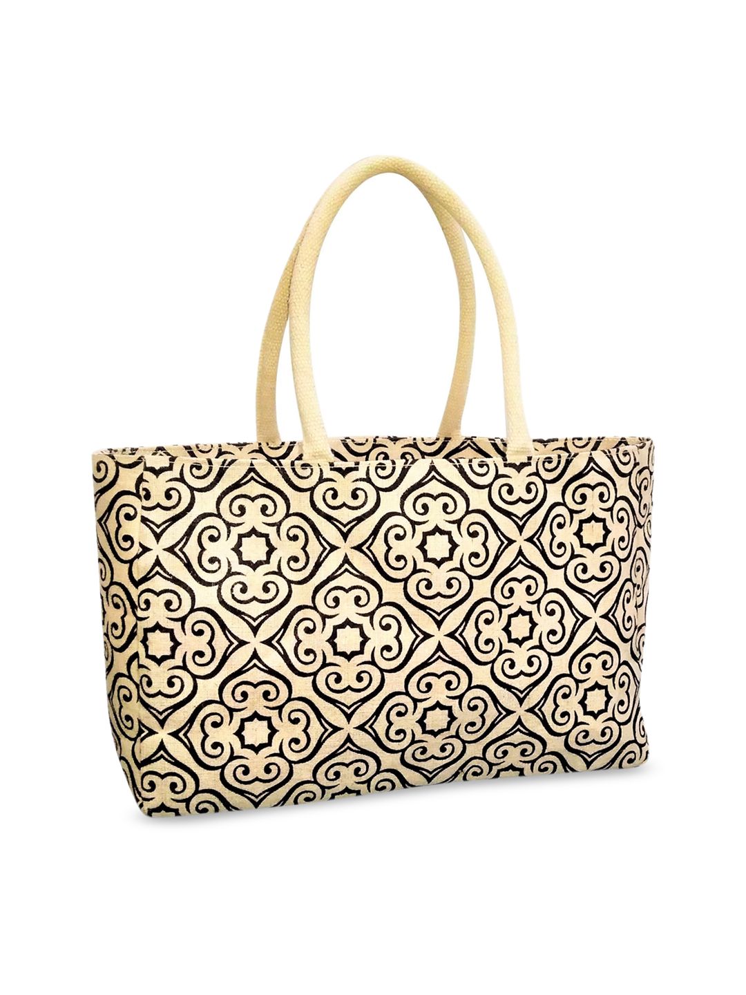 earthbags Beige Ethnic Motifs Printed Shopper Handheld Bag