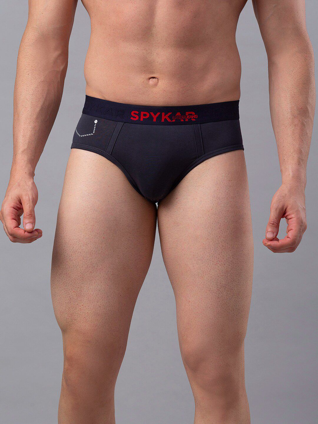 Underjeans by Spykar Men Grey Cotton Blend Brief
