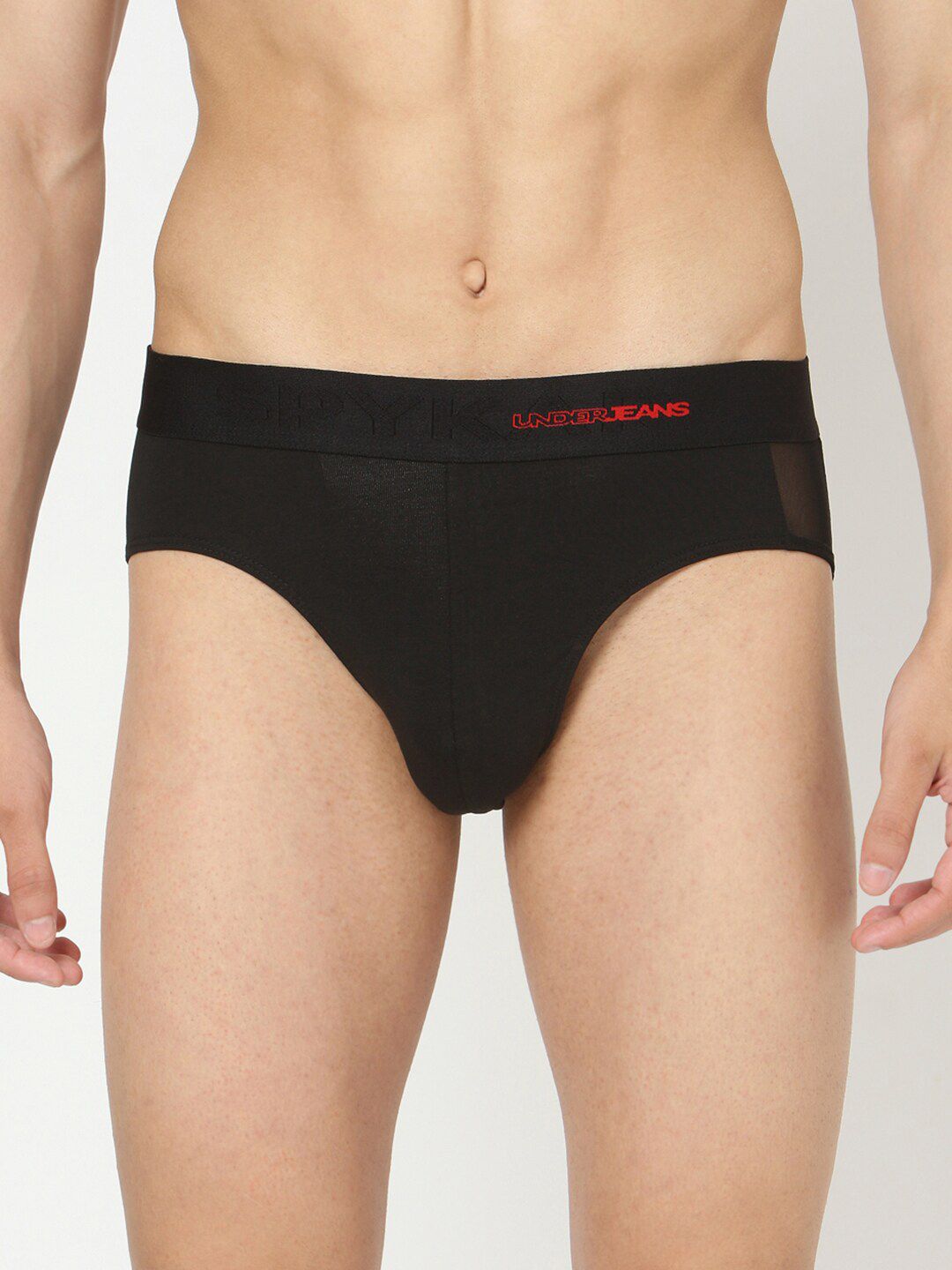 Underjeans by Spykar Men Black Cotton Blend Brief