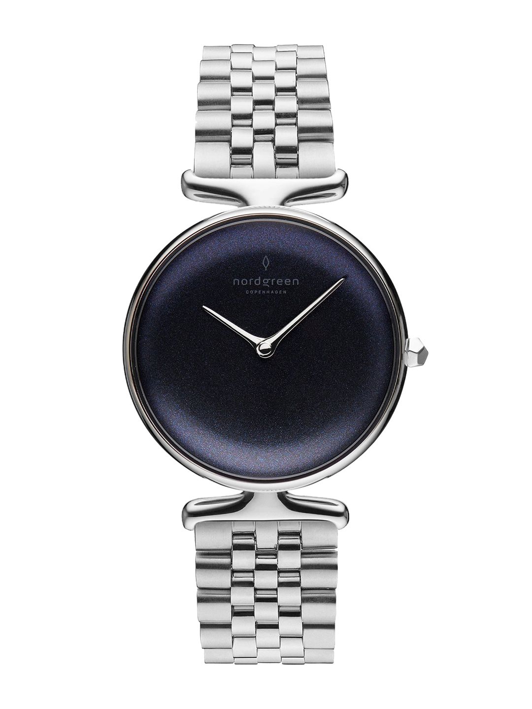 Nordgreen Women Blue Dial & Silver Toned Bracelet Style Straps Analogue Watch UN32SI5LSIRB