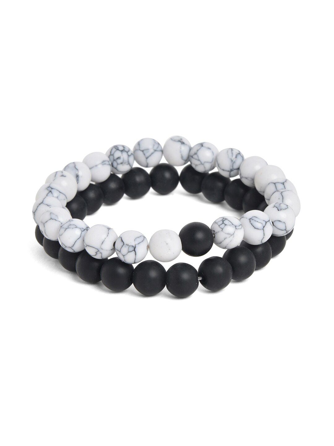 SOHI Men Pack of 2 White & Black Bracelet