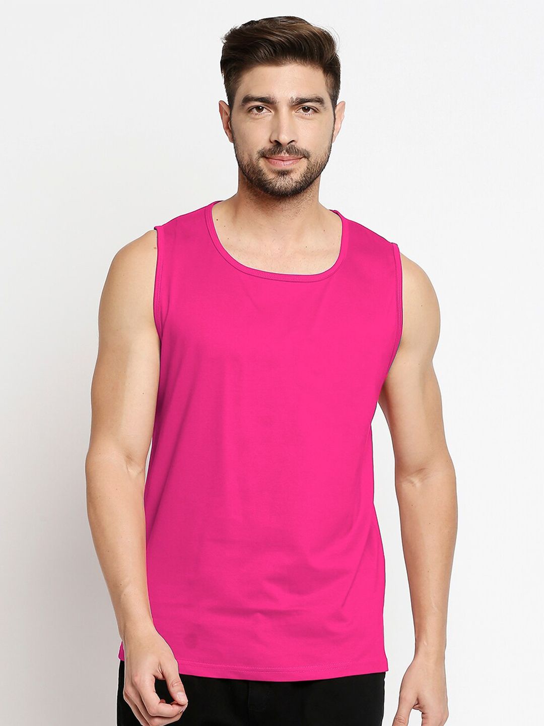 Blacksmith Men Pink Solid Pure Cotton T-shirt