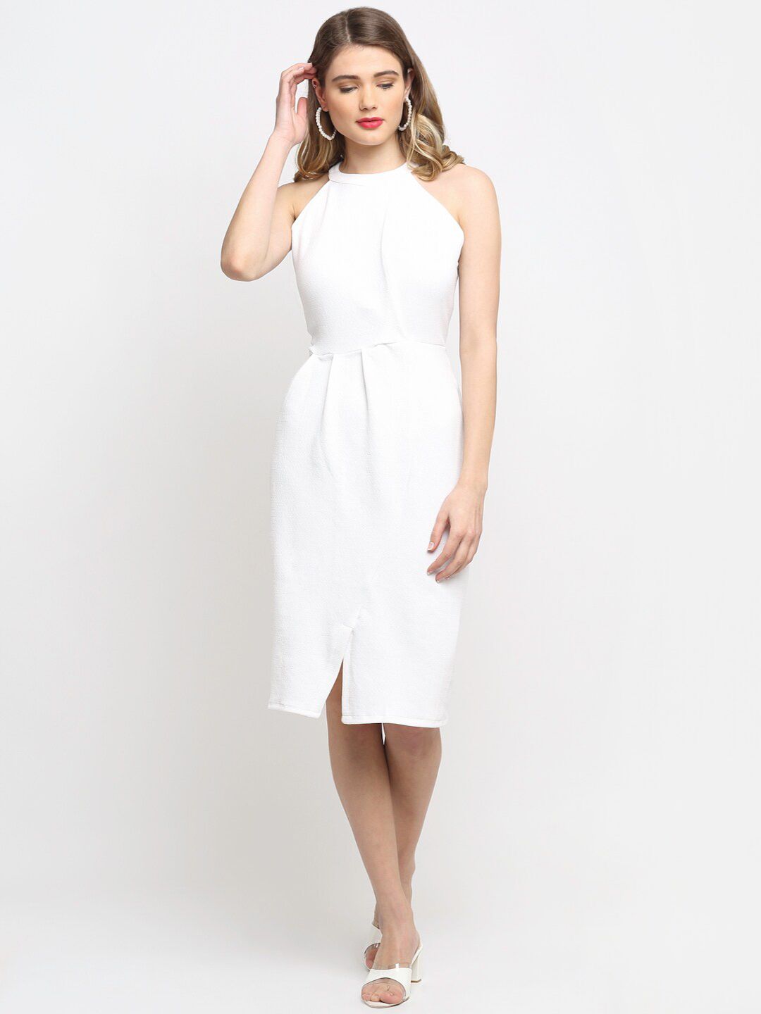 Sugathari White Sheath Dress
