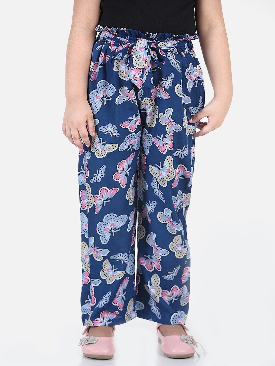 Cutiekins Girls Blue & Pink Animal Printed Palazzos
