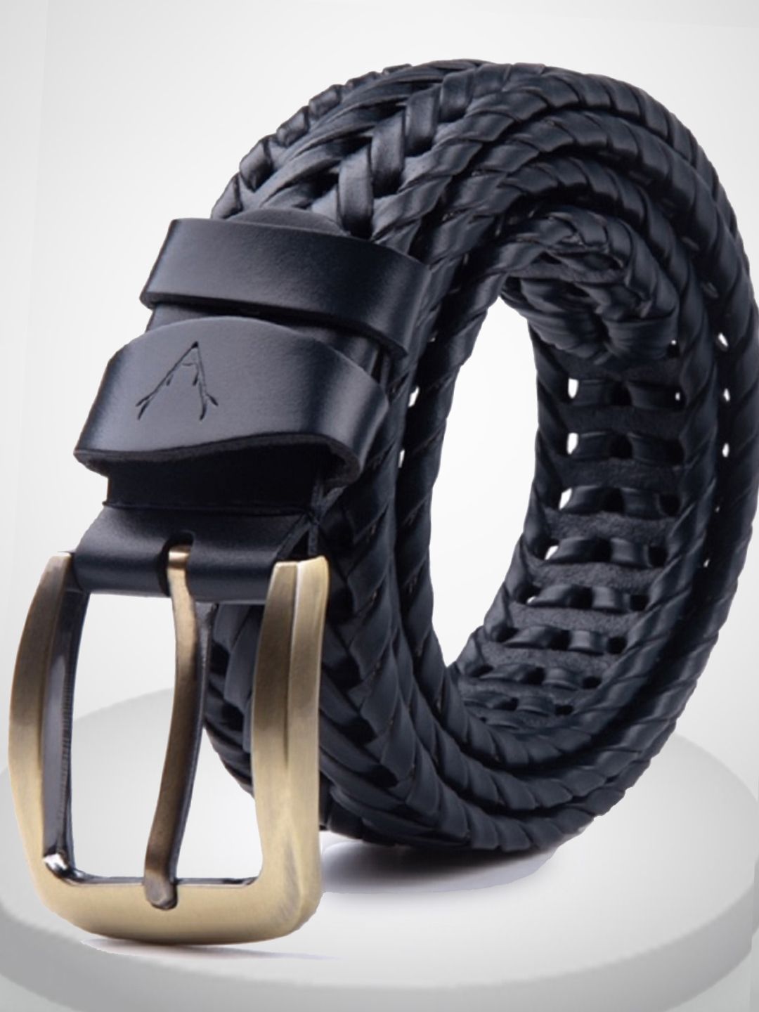 VOGARD Men Blue Braided Leather Belt