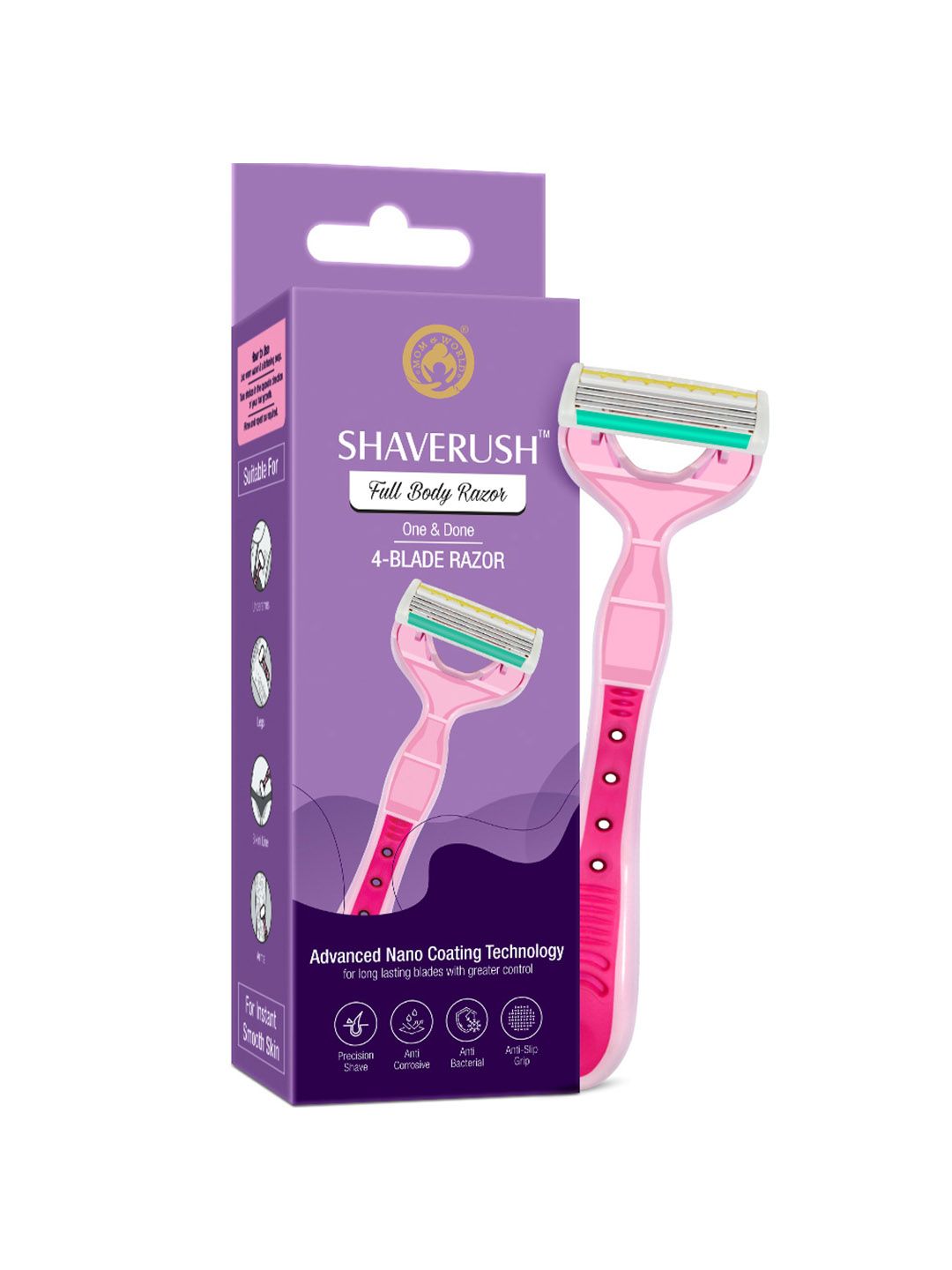 Mom & World ShaveRush 4 Blade Full Body Razor with Advance Nano Coating Technology