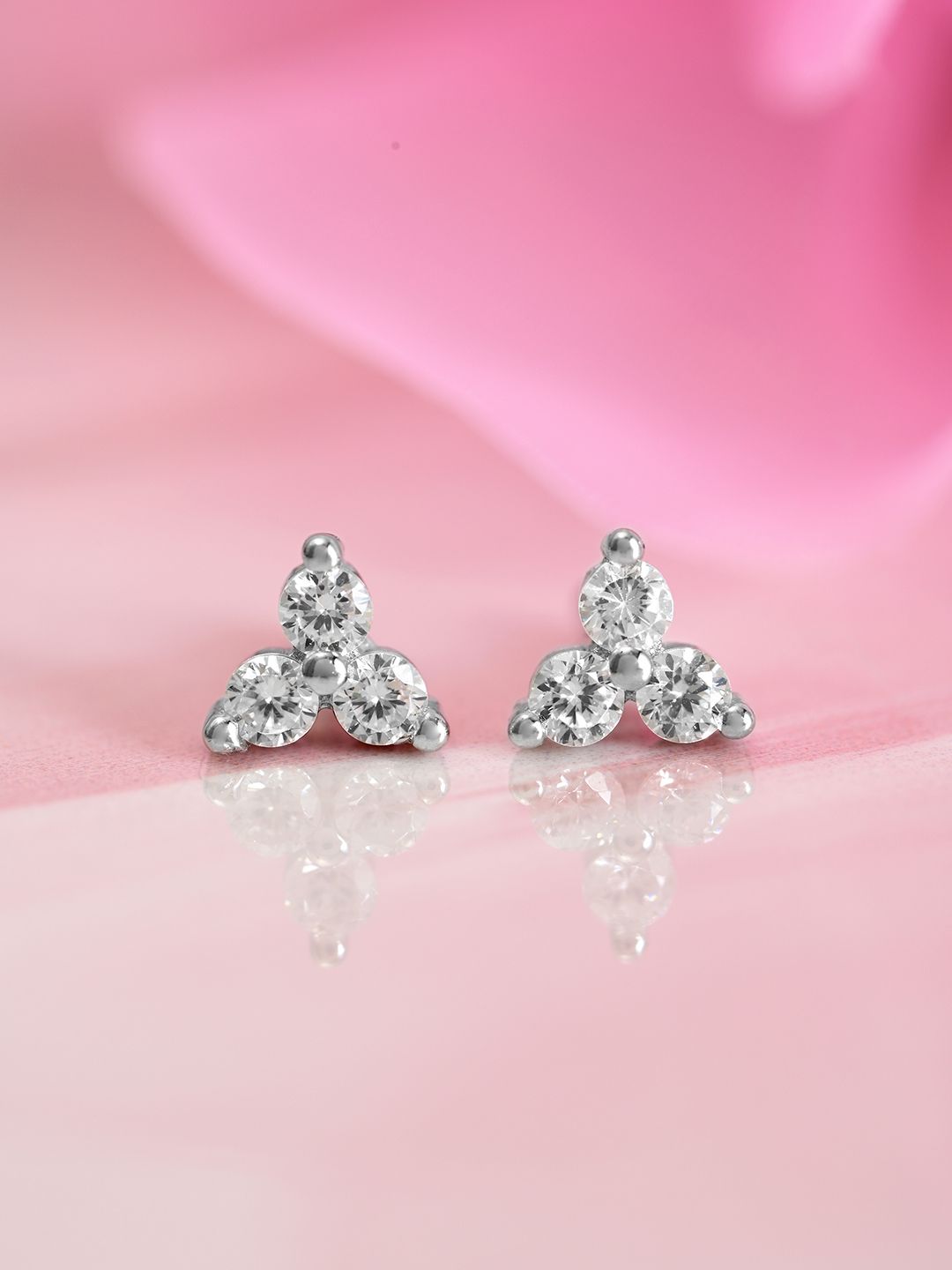 Zavya Silver-Toned 925 Sterling Silver Triangular Studs