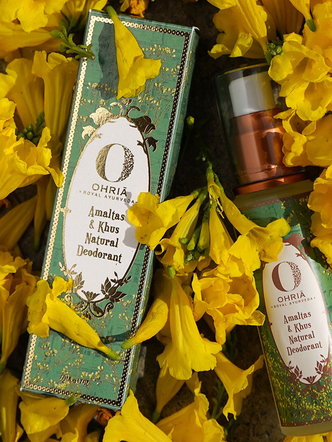 OHRIA AYURVEDA Amaltas & Khus Natural Deodorant - Refreshing & Long-Lasting - 50ml