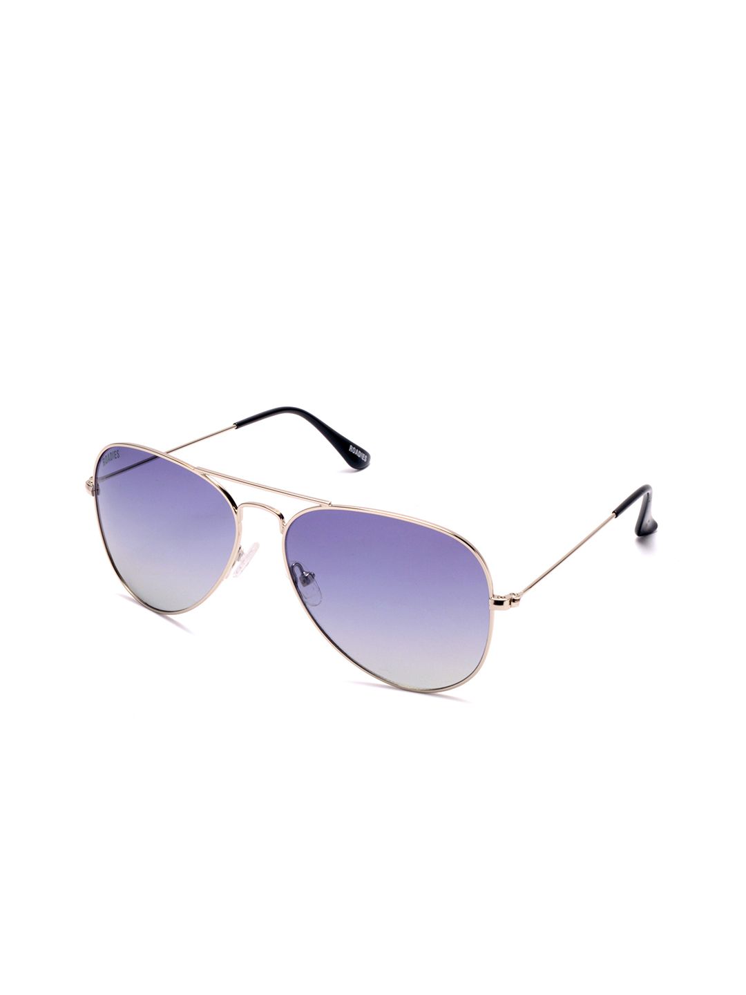Roadies Unisex Blue Lens & Silver-Toned Aviator Sunglasses with Polarised Lens