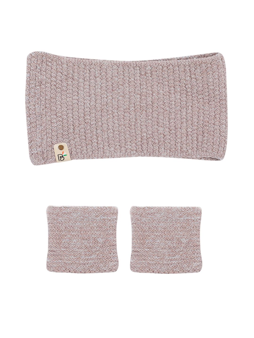 Bharatasya Unisex Beige Knitted Sports Headband & WristBands