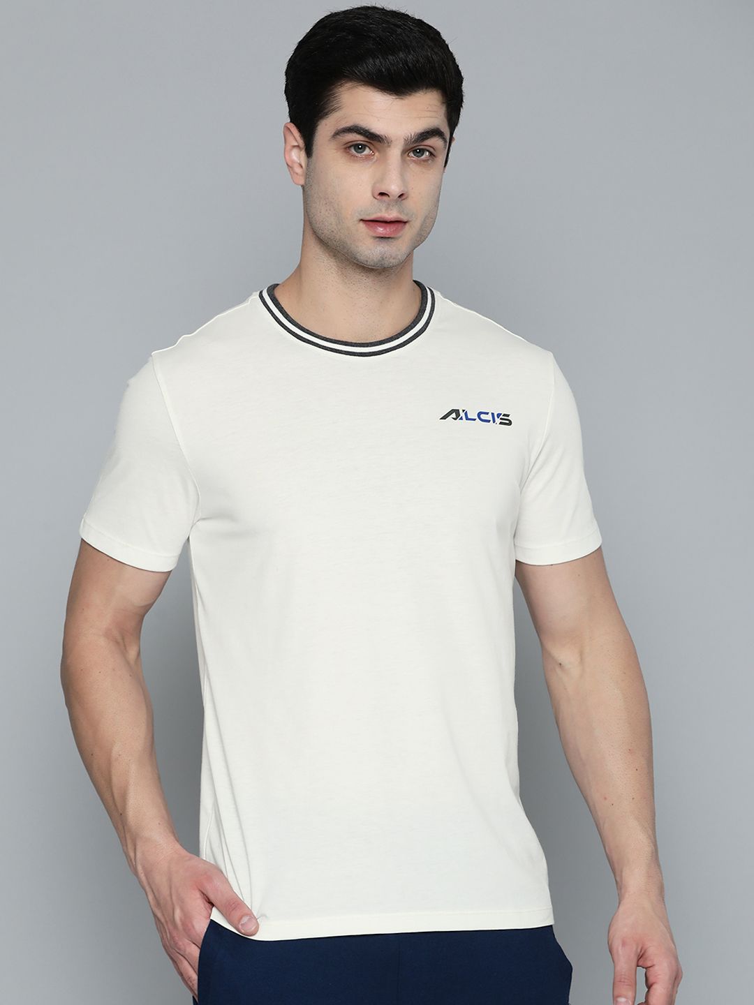 Alcis Men White Brand Logo T-shirt