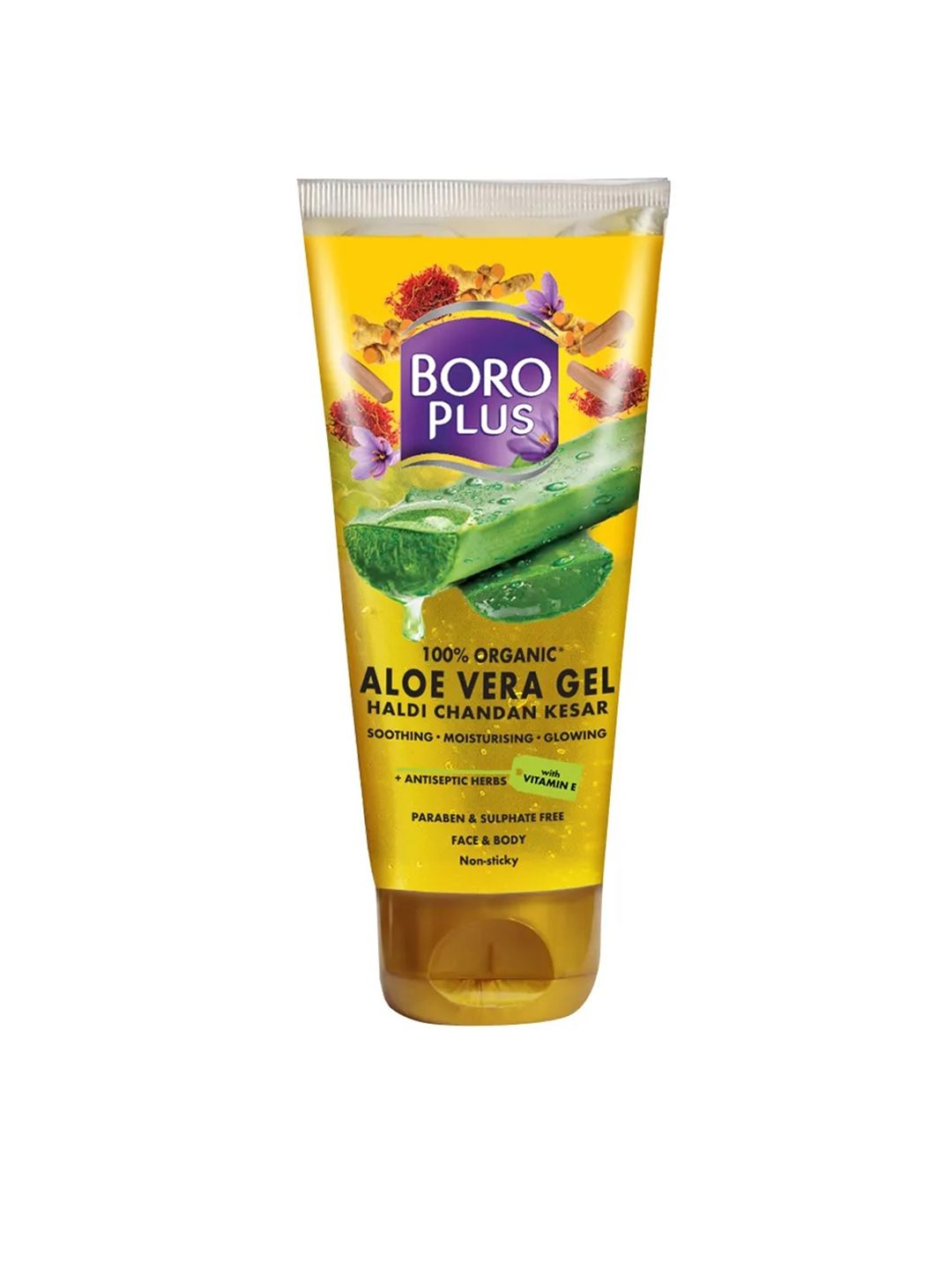BOROPLUS 100% Organic Aloe Vera Gel with Haldi Chandan & Kesar - 150 ml