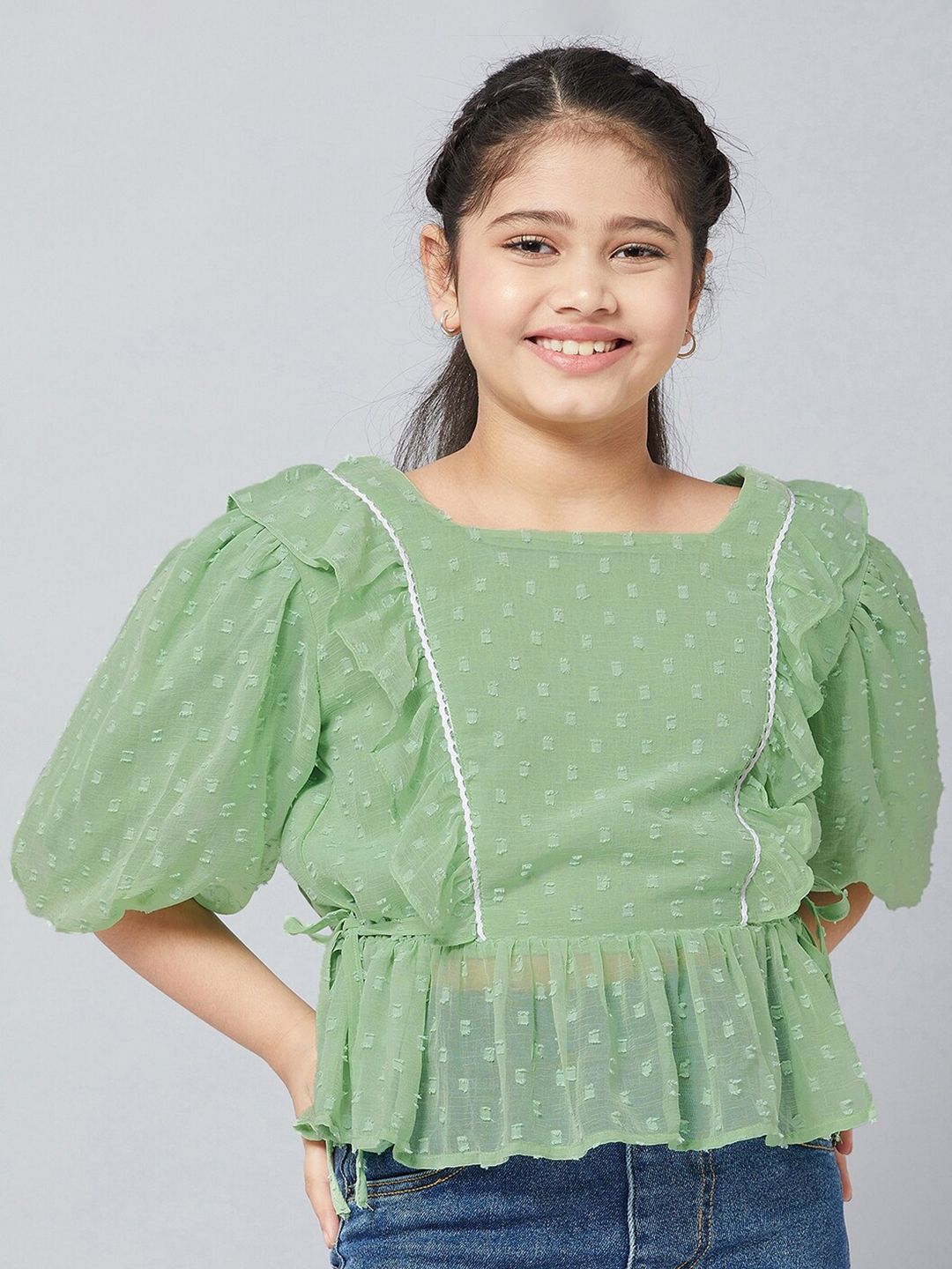 StyloBug Green Chiffon Top