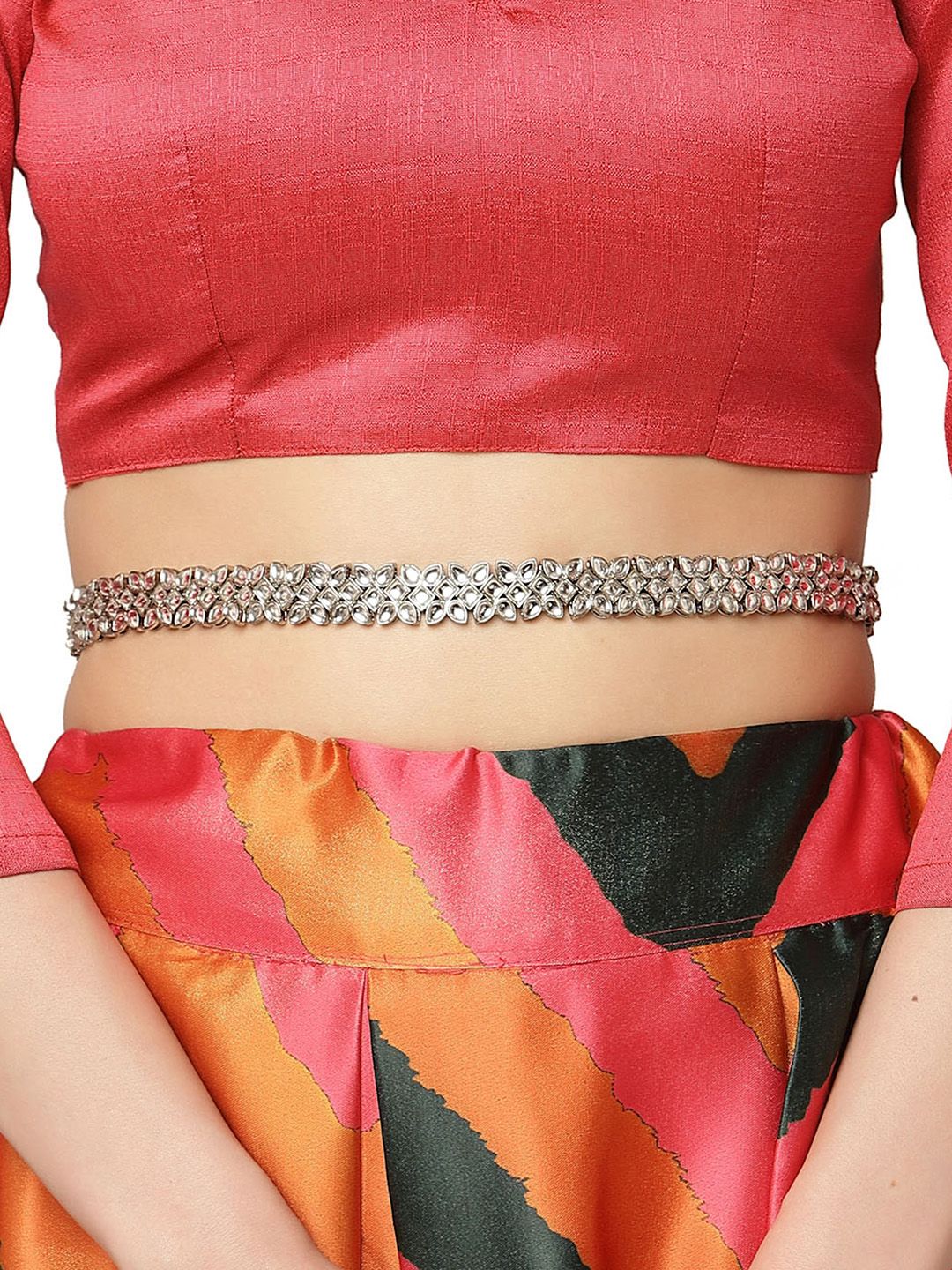 Buy KARATCART Oxidised Silver Toned & White Kundan Studded Kamarbandh -  - Accessories for Women