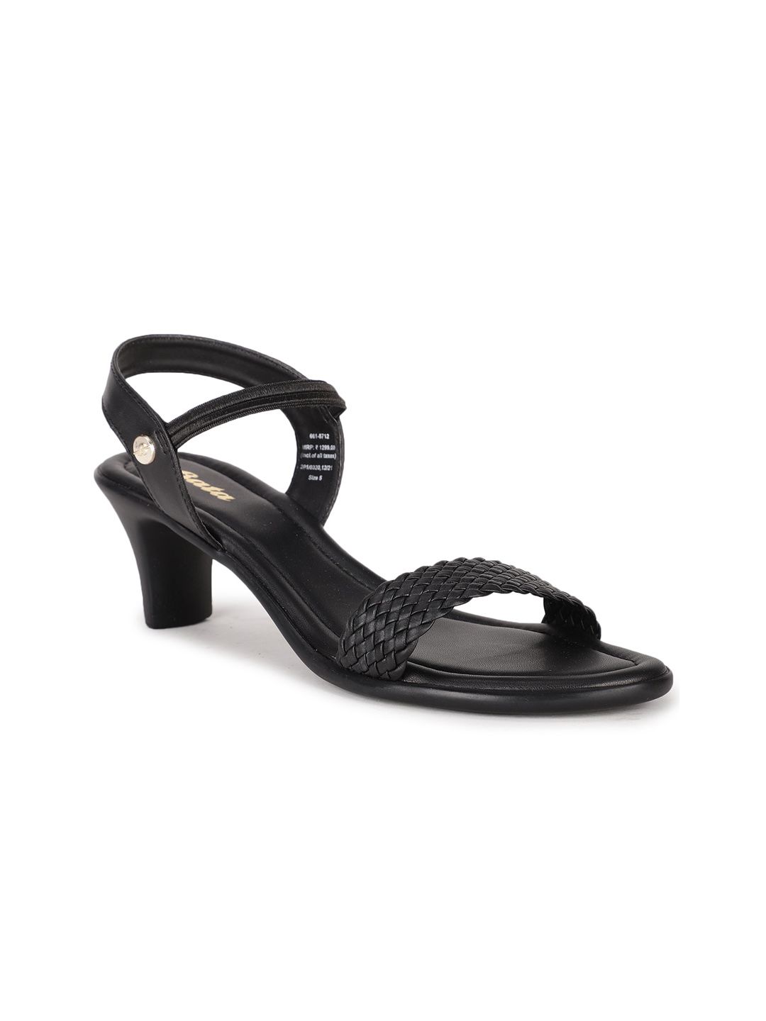 Bata Black Textured Kitten Sandals