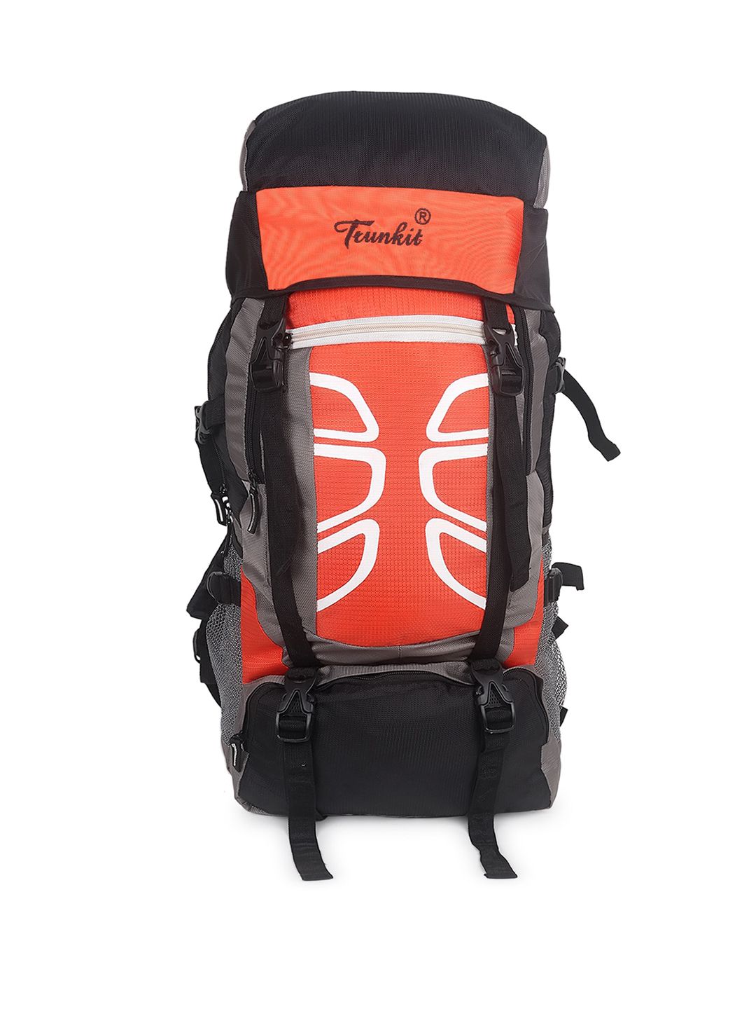 TRUNKIT Orange & Black Printed 60 Litres Waterproof Rucksack