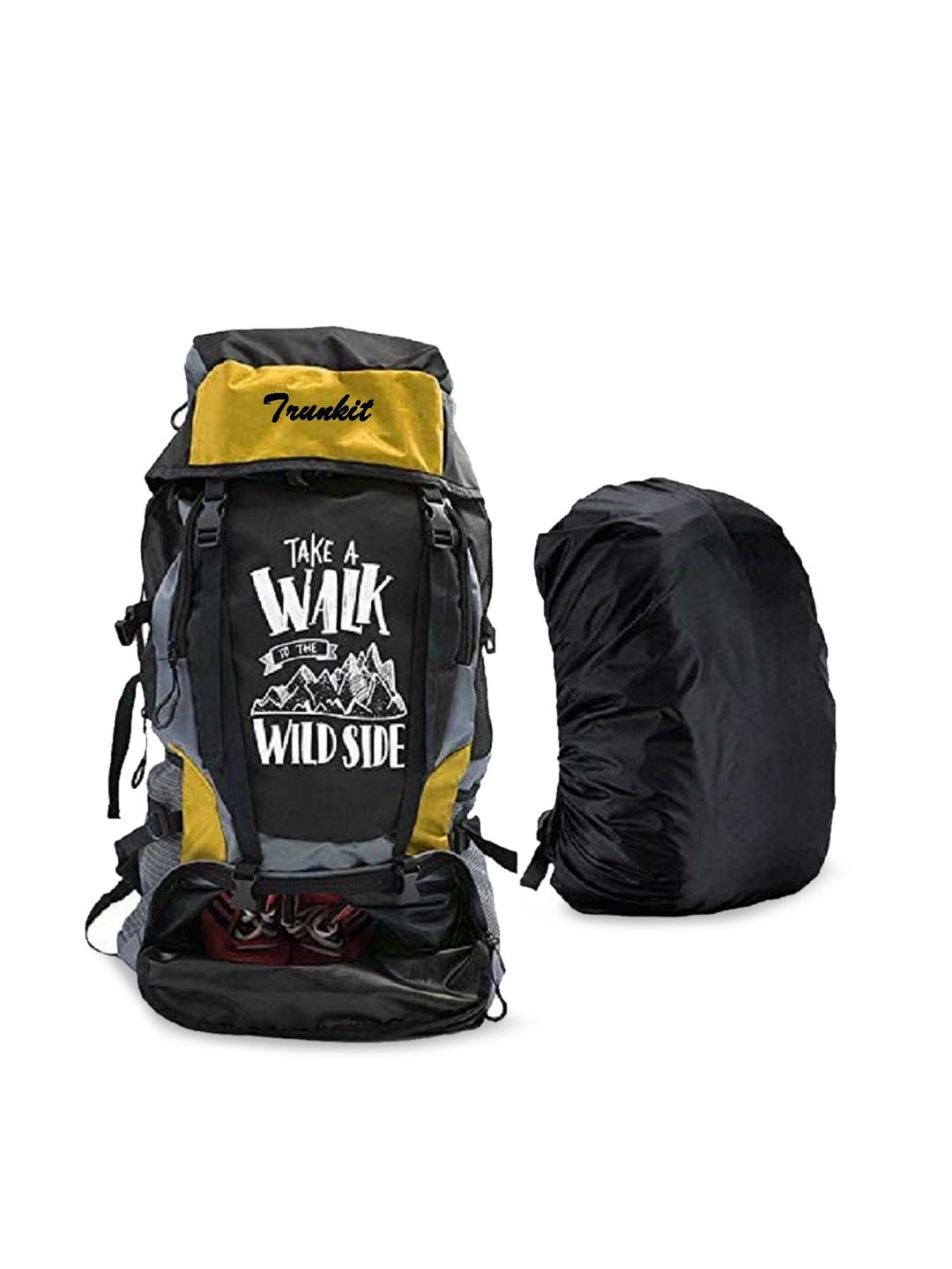 TRUNKIT Yellow & Black Printed Trekking Rucksacks
