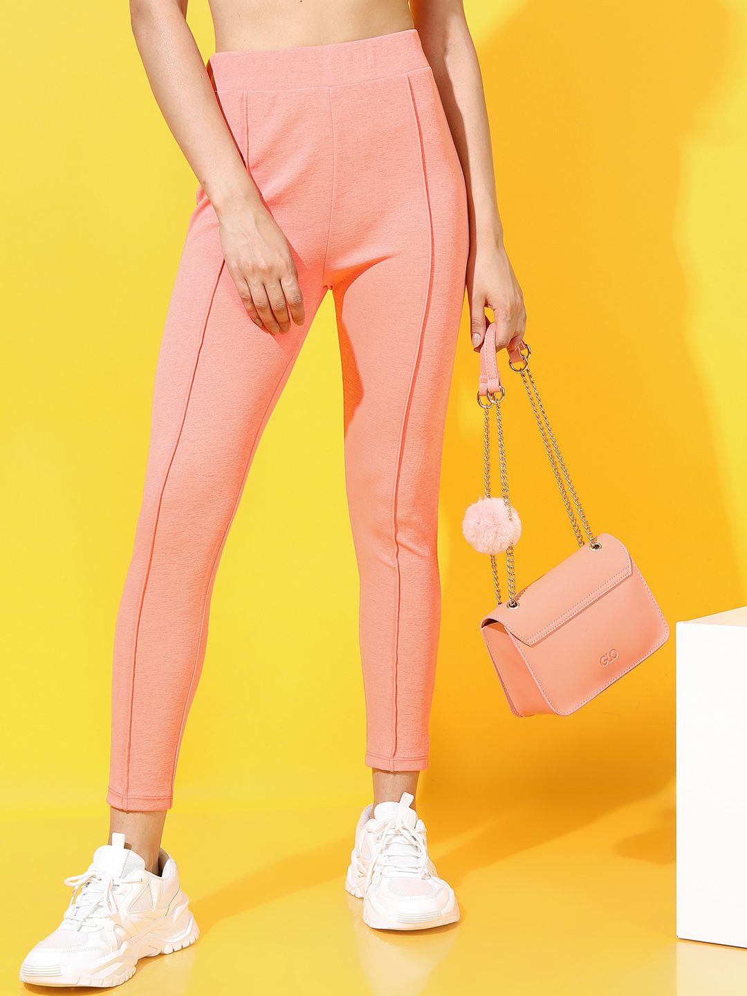 Tokyo Talkies Women Coral Slim Fit Trousers