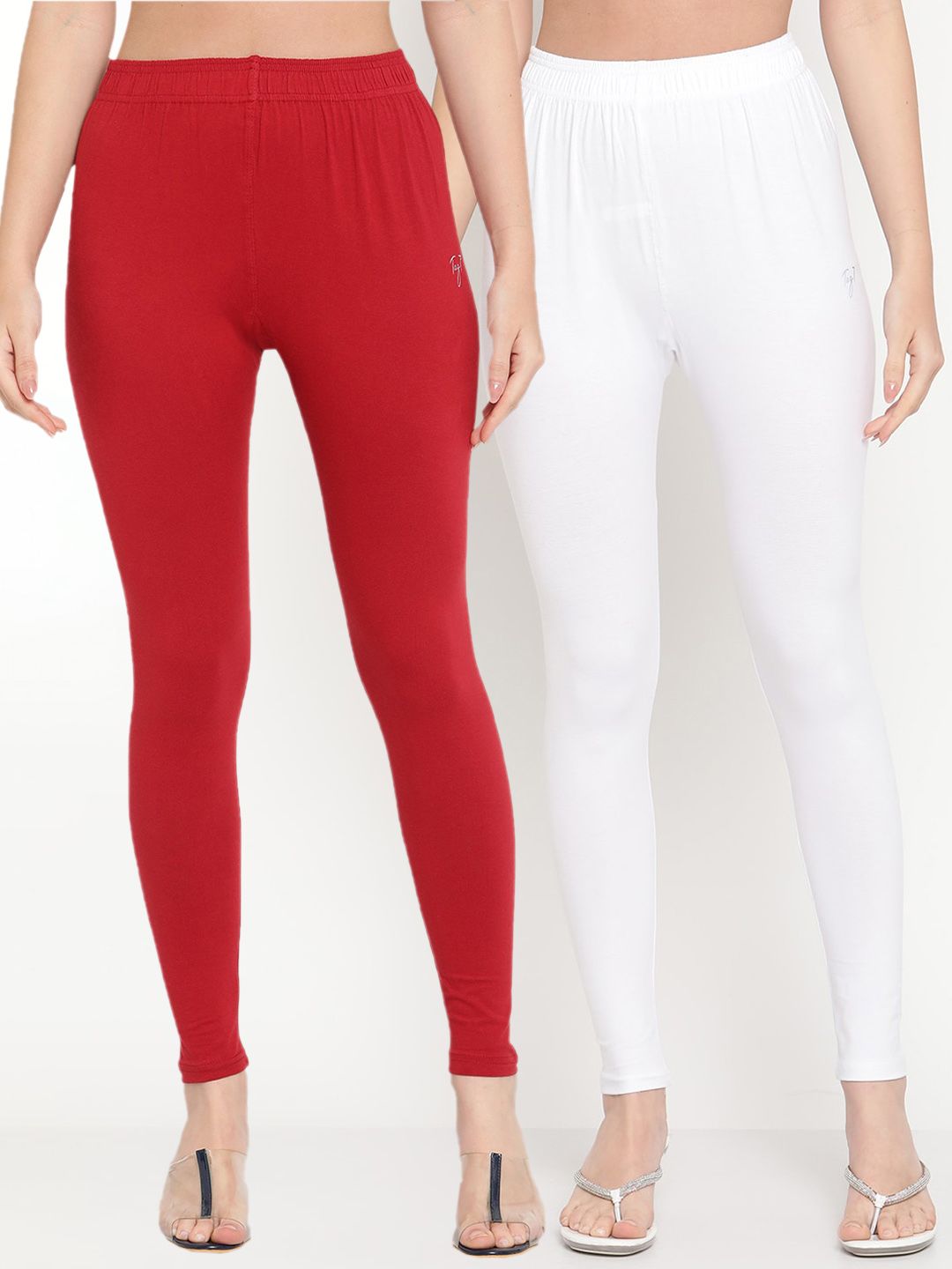 TAG 7 Women Pack Of 2 Solid Comfort Fit Ankle-Length Leggings