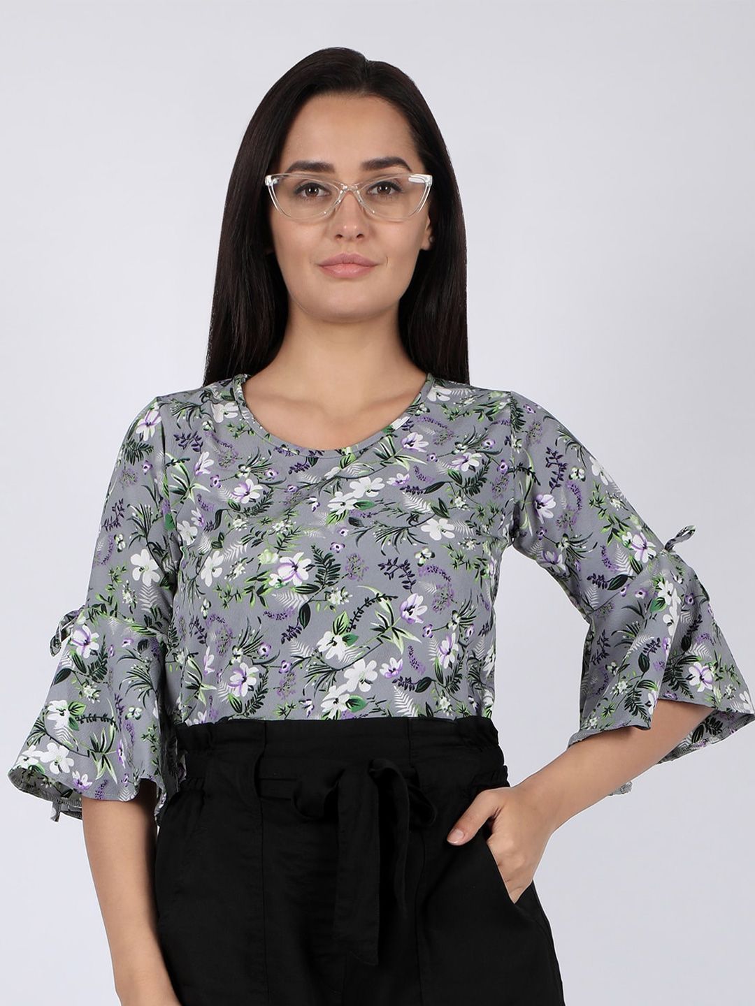 CHIMPAAANZEE Grey Floral Print Top