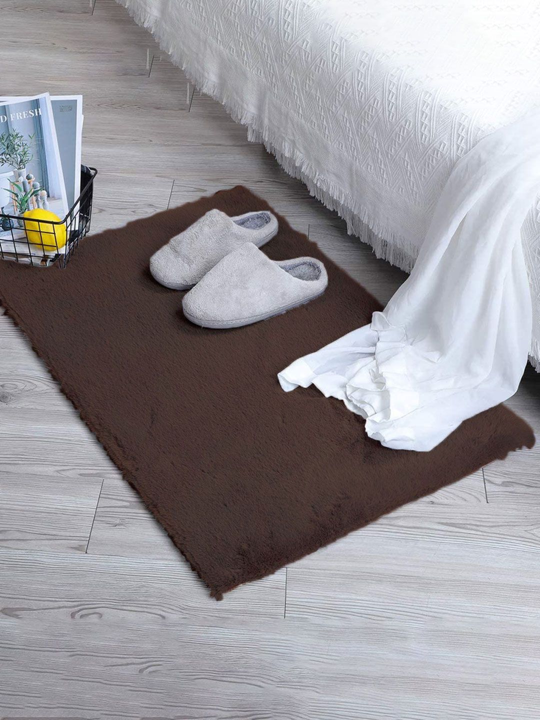 LUXEHOME INTERNATIONAL Coffee Brown Soft Single Anti Slip Bath Rug