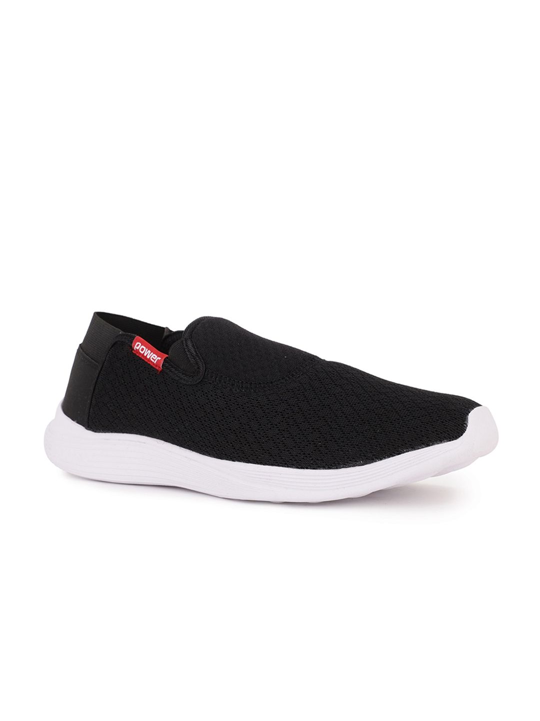 Power Men Black Woven Design Slip-On Sneakers