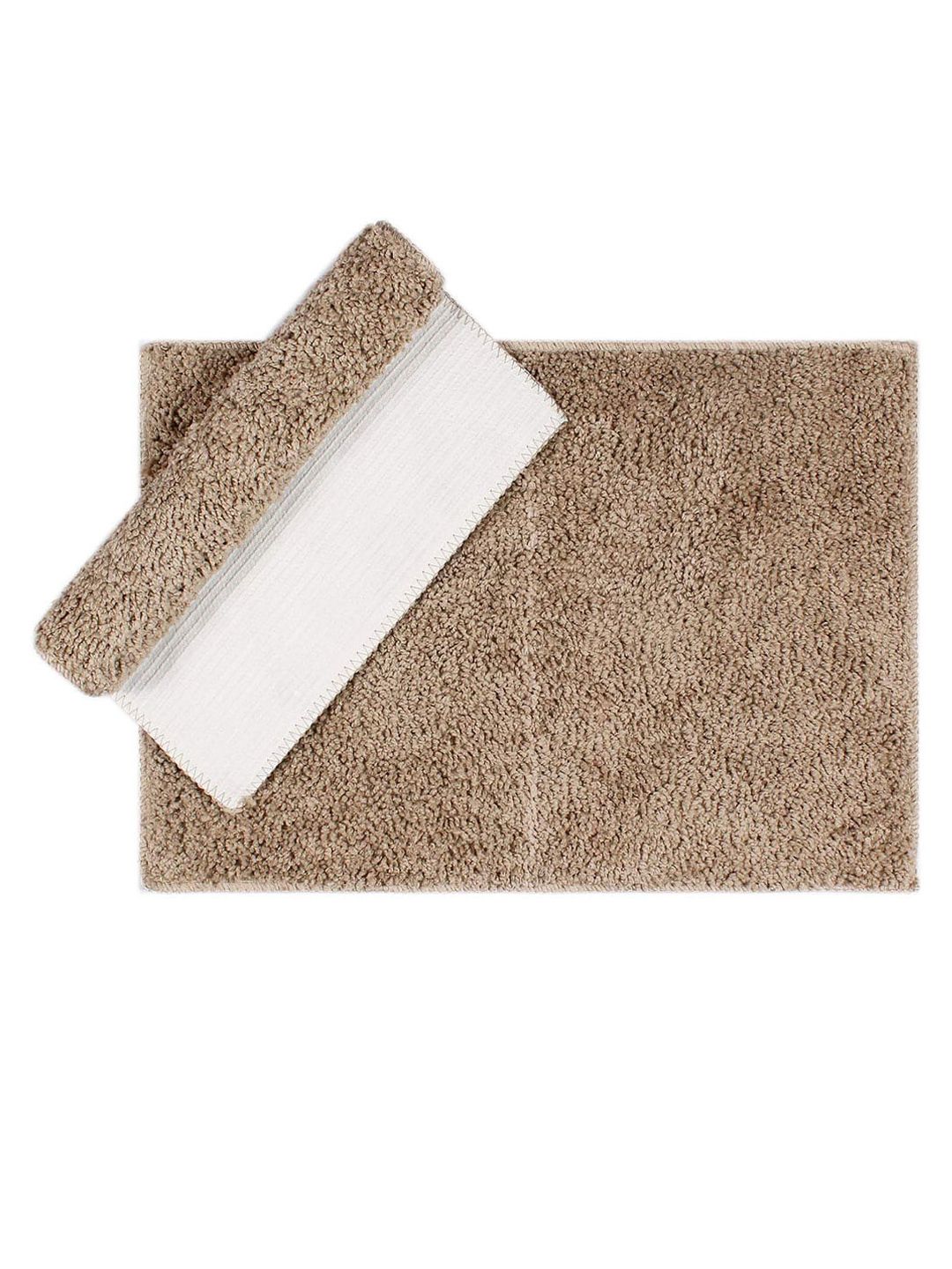 LUXEHOME INTERNATIONAL Beige Solid Bath Rug