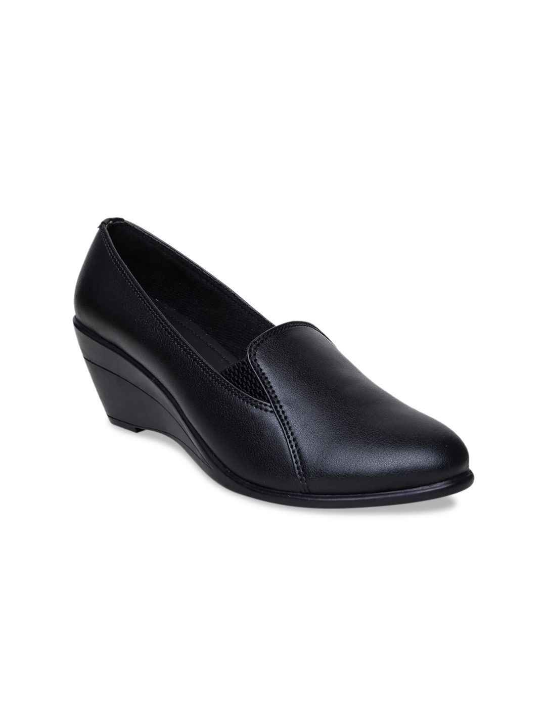 VALIOSAA Black Solid Work Wedge Pumps