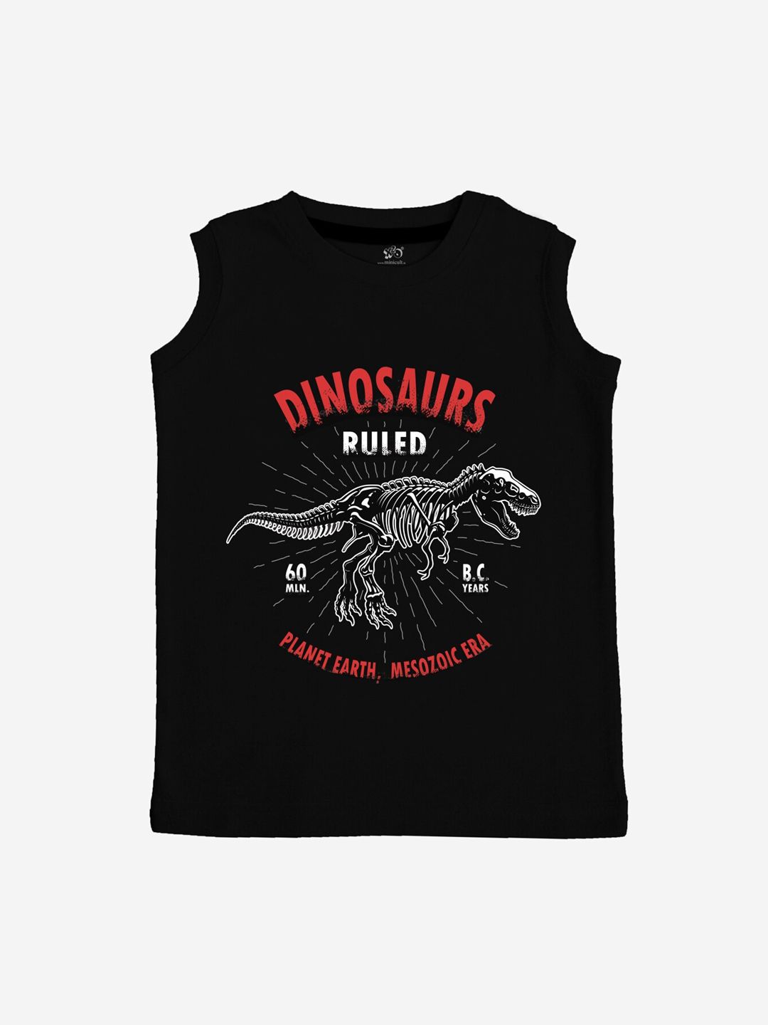 x2o Kids Black & Red Printed Pure Cotton Innerwear Vests
