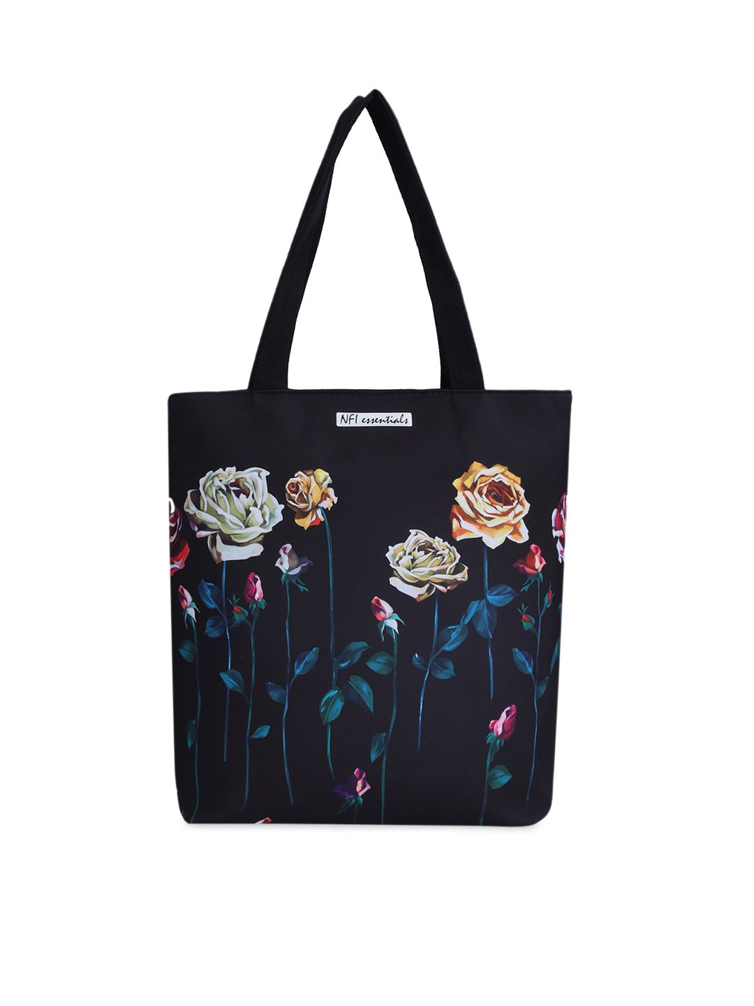 NFI essentials Black Floral Printed Shopper Tote Bag