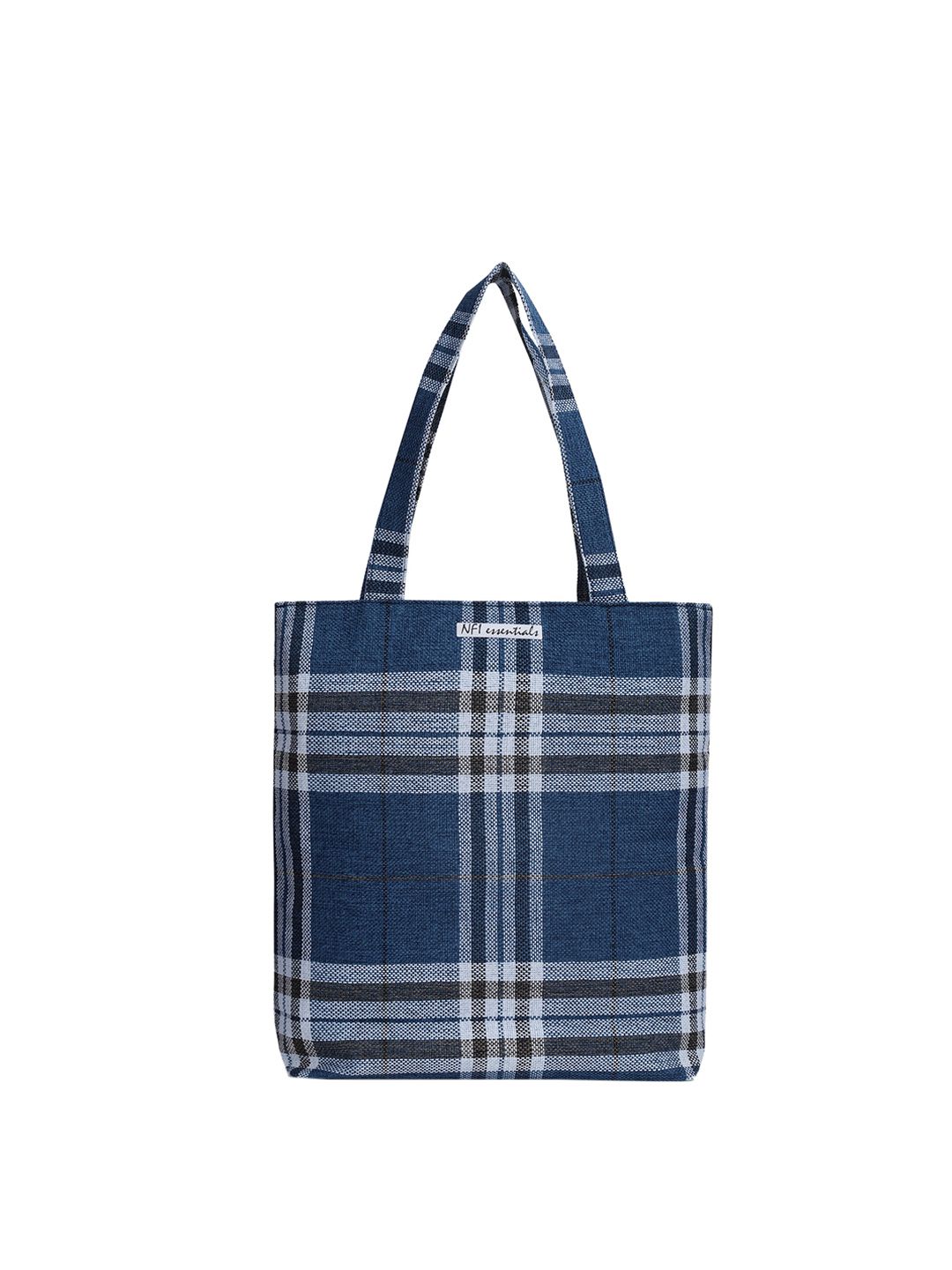 NFI essentials Blue Checked Shopper Tote Bag