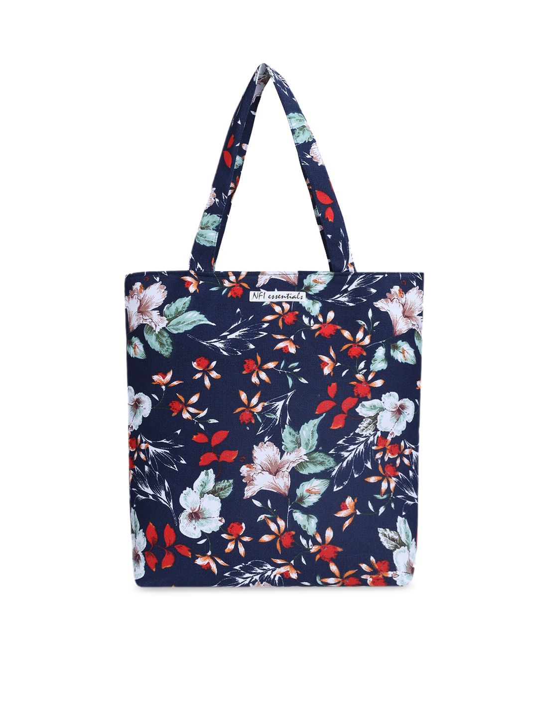 NFI essentials Navy Blue Floral Printed Shopper Shopping Bag