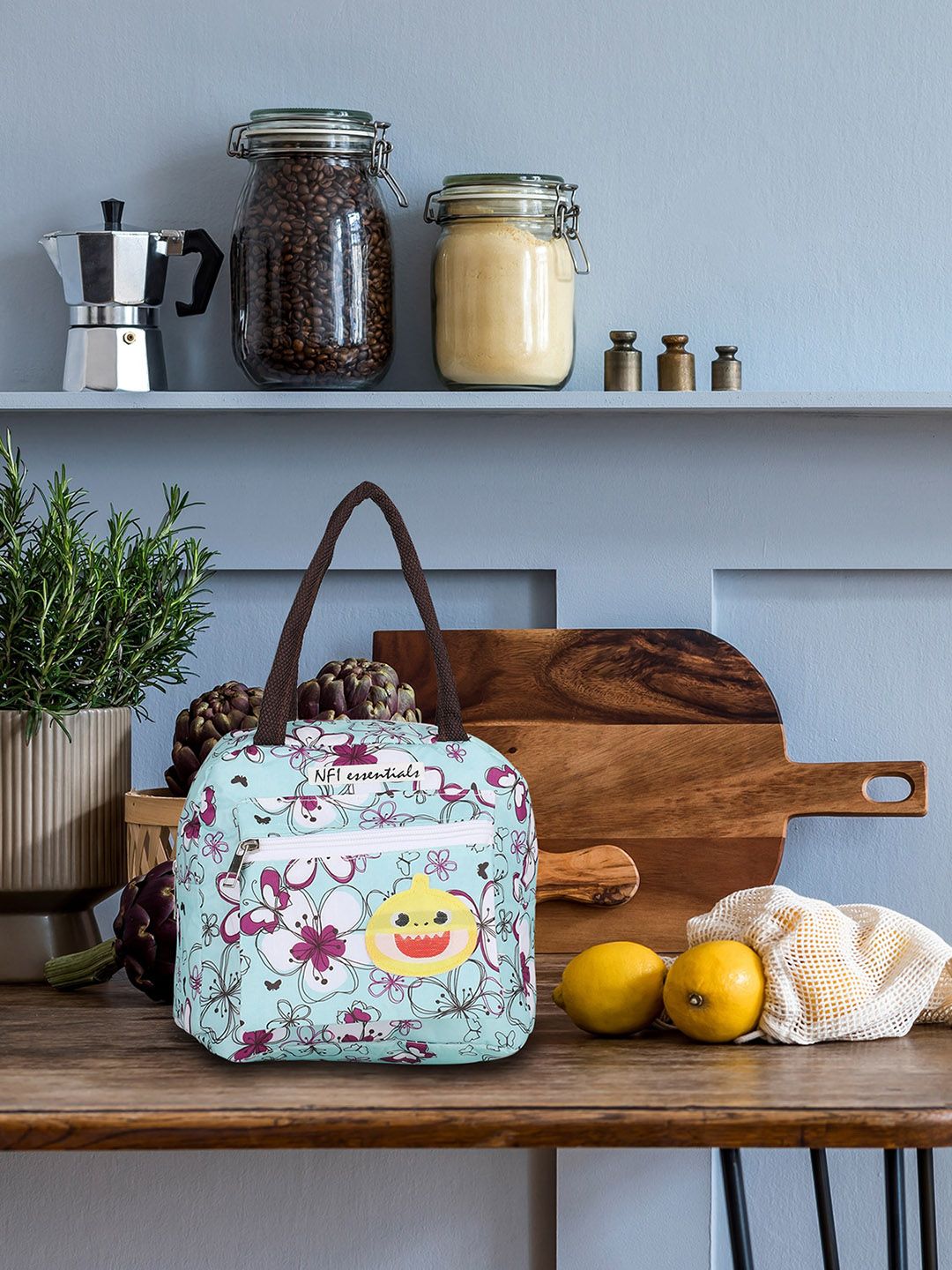 NFI essentials Women Blue & White Printed Lunch Bag