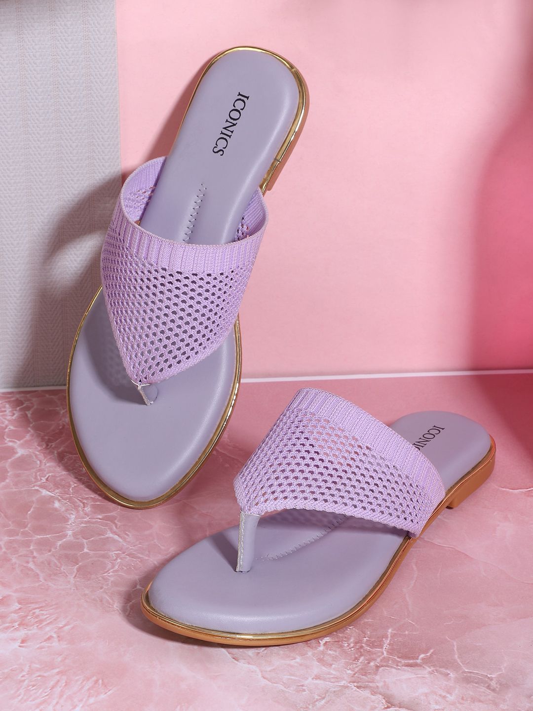 ICONICS Women Lavender One Toe Flats with Bows