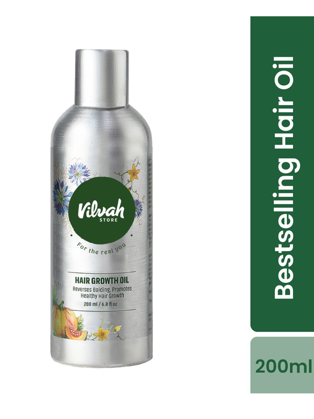 Vilvah Store Hair Growth Oil with Natural Oils for Scalp Nourishment & Hair Growth - 200ml