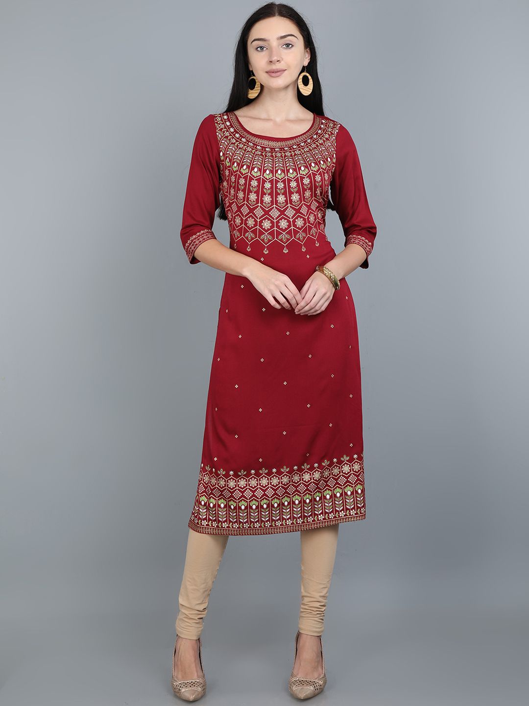 Marcia Women Maroon Ethnic Motifs Printed Kurta