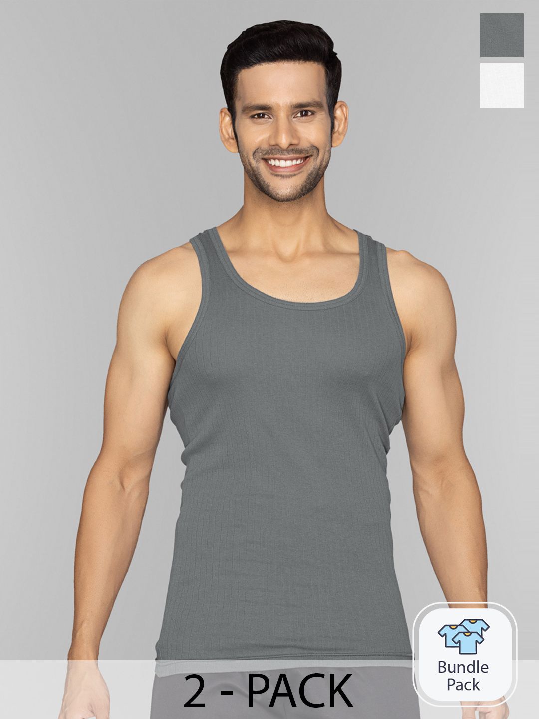 XYXX Men Pack of 2 Solid Nova Super Combed Cotton Round Neck Innerwear Vest