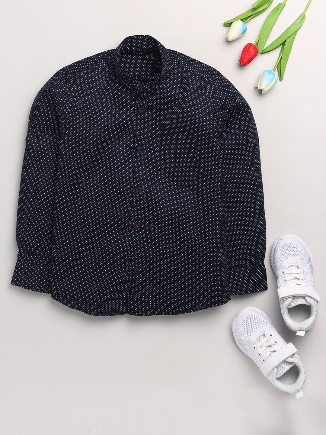 JBN Creation Boys Navy Blue Classic Printed Casual Shirt