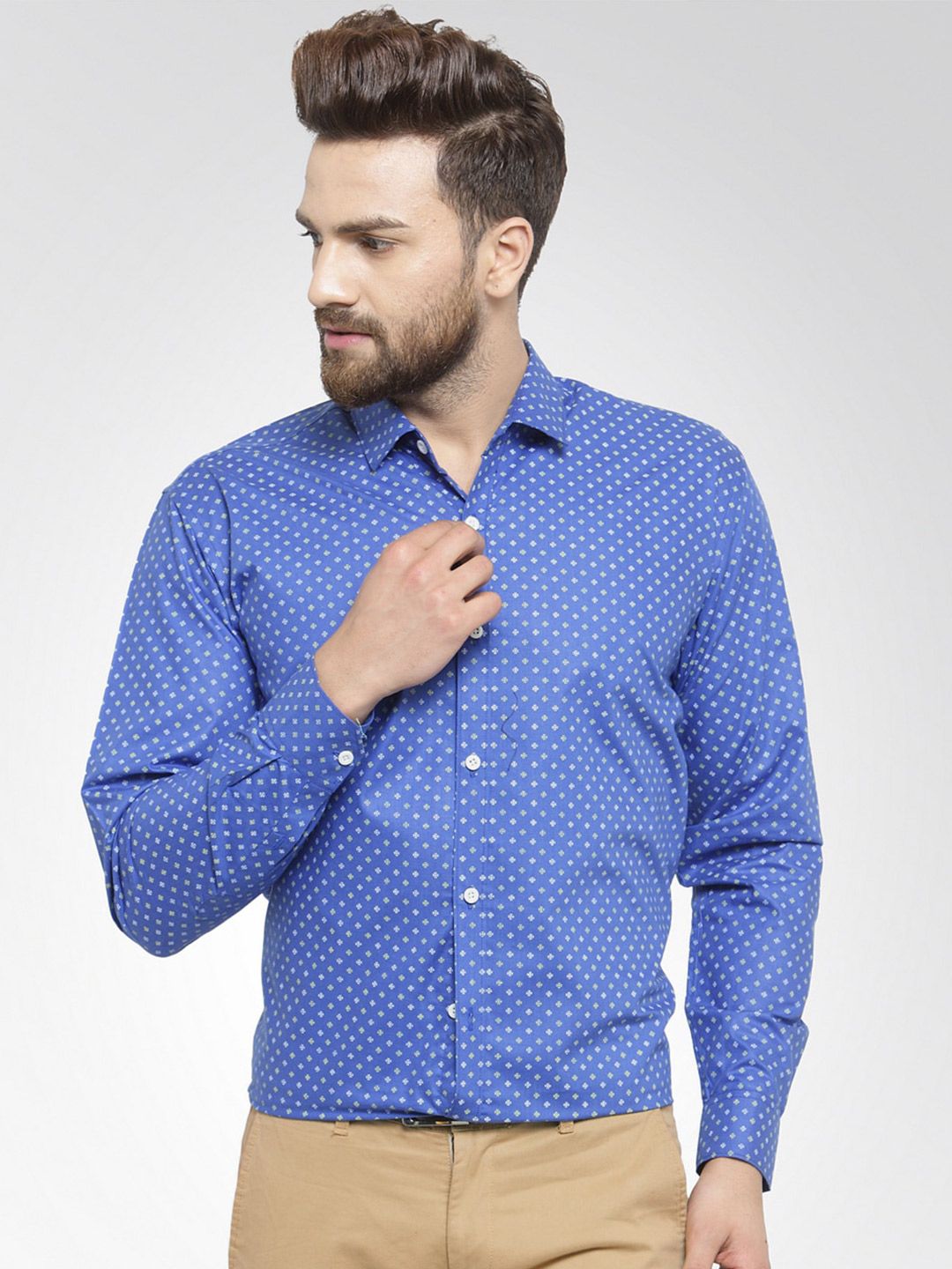 JAINISH Men Blue Printed Standard Formal Shirt
