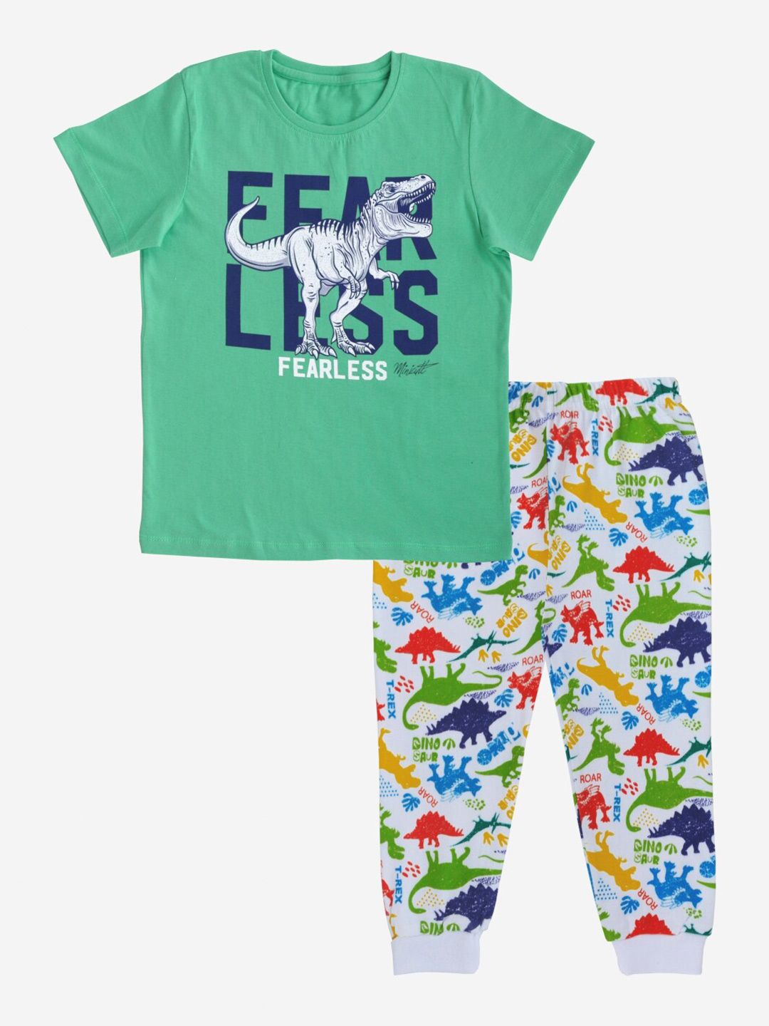 x2o Boys Green Printed Pure Cotton T-shirt with Joggers