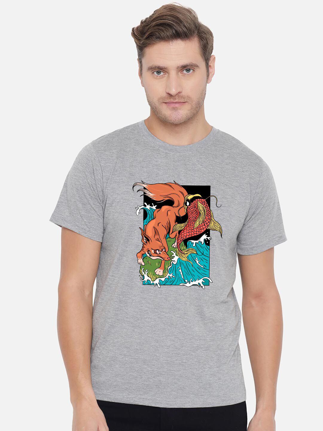 FFLIRTYGO Fox Fish Japanese Graphic Cotton Round Neck Short Sleeves T-shirt
